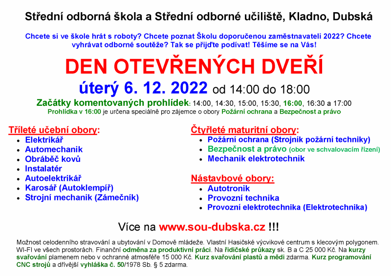 Den otevřených dveří 6. 12. 2022